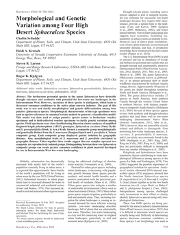 Morphological and Genetic Variation Among Four High Desert