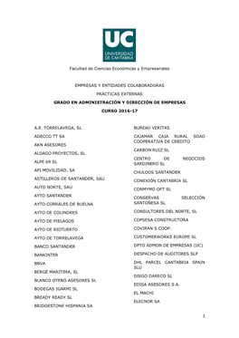 Facultad De Ciencias Económicas Y Empresariales EMPRESAS Y