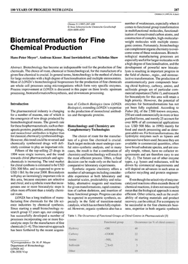 Biotransformations for Fine Chemical Production