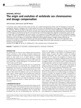 The Origin and Evolution of Vertebrate Sex Chromosomes and Dosage Compensation