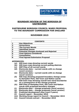 Eastbourne Borough Council Ward Proposal to the Boundary Commission for England