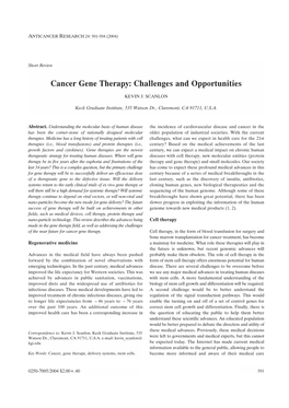 Cancer Gene Therapy: Challenges and Opportunities