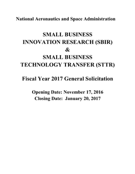 Small Business Innovation Research (Sbir) & Small Business Technology Transfer (Sttr)