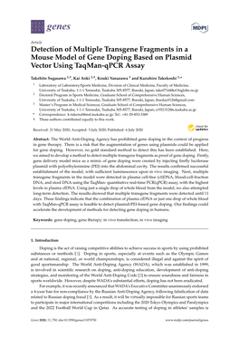 Detection of Multiple Transgene Fragments in a Mouse Model of Gene Doping Based on Plasmid Vector Using Taqman-Qpcr Assay