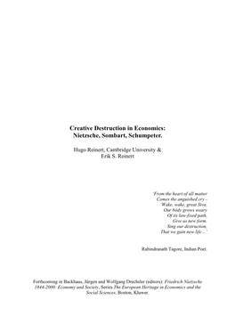 Nietzsche and Creative Destruction in Economics