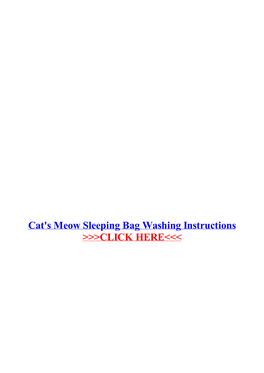 Cat's Meow Sleeping Bag Washing Instructions