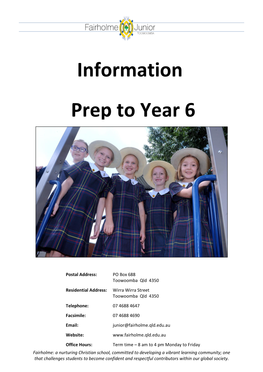 2021 Fairholme Junior School Parent Handbook for Prep-Year 6 R1 (16/02