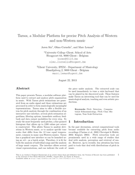 Tarsos, a Modular Platform for Precise Pitch Analysis of Western and Non-Western Music