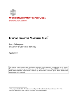 Lessons from the Marshall Plan