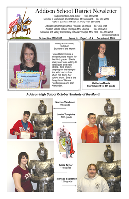 Addison School District Newsletter Superintendent, Mrs