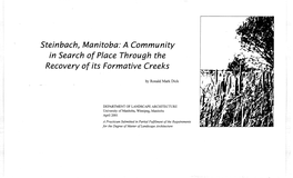 Steinbach, Manitoba: a Community in Search of Place Through the Recovery of Ifs Formative Creeks