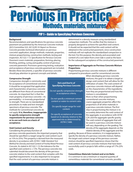 PIP 1 – Guide to Specifying Pervious Concrete