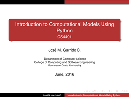 Introduction to Computational Models Using Python CS4491