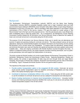 R6 Norristown Line Service Extension Study to Determine the Viability of Lower Cost Commuter Rail Service to Communities Along the US 422 Corridor