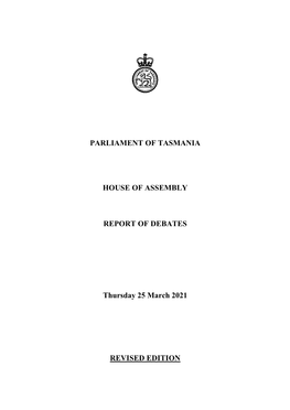 House of Assembly Thursday 25 March 2021