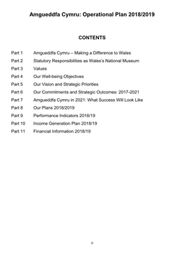 Amgueddfa Cymru: Operational Plan 2018/2019