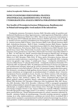 Nowe Stanowisko Perenniporia Fraxinea (Polyporaceae, Basidiomycota) W Polsce I Tomograficzna Analiza Drewna Porażonego Drzewa