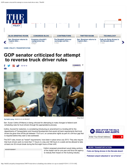 GOP Senator Criticized for Attempt to Reverse Truck Driver Rules | Thehill