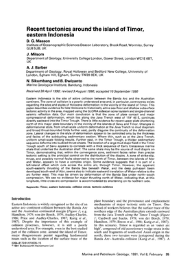 Recent Tectonics Around the Island of Timor, Eastern Indonesia D