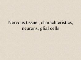 Functional Organization of Nervous Tissue the Nervous System
