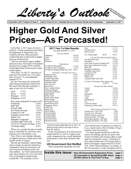 Higher Gold and Silver Prices—As Forecasted!