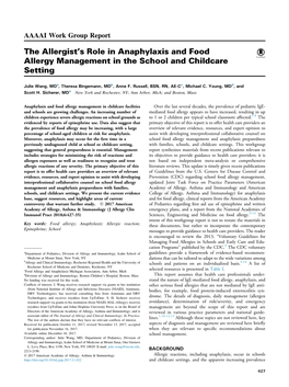 The Allergist's Role in Anaphylaxis and Food Allergy Management In