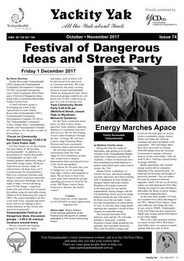 Festival of Dangerous Ideas and Street Party Friday 1 December 2017
