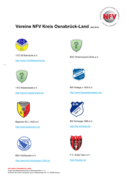 Vereine NFV Kreis Osnabrück-Land ( Mai 2015)