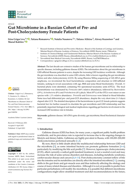 Gut Microbiome in a Russian Cohort of Pre- and Post-Cholecystectomy Female Patients