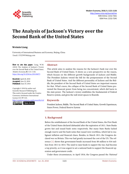 The Analysis of Jackson's Victory Over the Second Bank of the United States