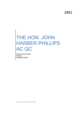 The Hon. John Harber Phillips Ac Qc