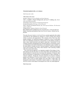 Structural Analysis in the Social Sciences Other Books in the Series: John L. Campbell, J. Rogers Hollingsworth, and Leon N