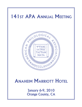 141St APA Annual Meeting Anaheim Marriott Hotel