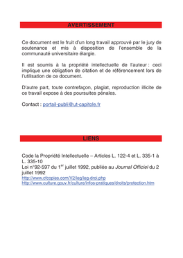 Avertissement Liens