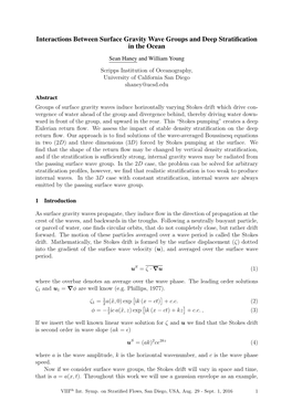 Interactions Between Surface Gravity Wave Groups and Deep Stratiﬁcation in the Ocean