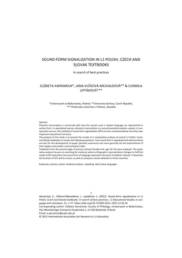 Sound Form Signalization in L1 Polish, Czech and Slovak Textbooks