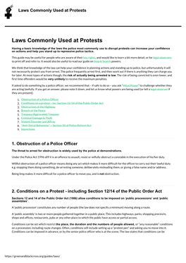 Laws Commonly Used at Protests