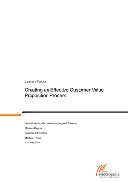 Creating an Effective Customer Value Proposition Process