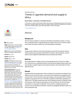 Trends in Cigarette Demand and Supply in Africa