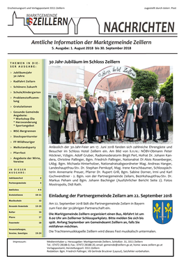 Zeillerner Nachrichten August 2018.Pub