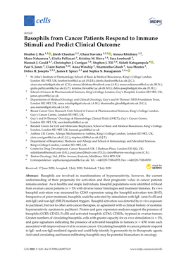 Basophils from Cancer Patients Respond to Immune Stimuli and Predict Clinical Outcome