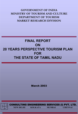 Final Report on 20 Years Perspective Tourism Plan for the State of Tamil Nadu