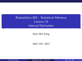 Biostatistics 602 - Statistical Inference Lecture 23