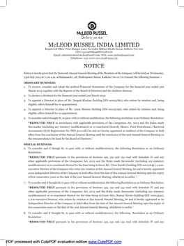 Mcleod RUSSEL INDIA LIMITED