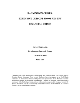 Expensive Lessons from Recent Financial Crises