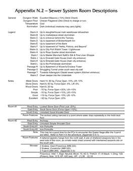 Sewer System Room Descriptions