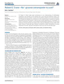 Robert K. Crane—Na -Glucose Cotransporter to Cure?