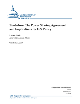 Zimbabwe: the Power Sharing Agreement and Implications for U.S. Policy