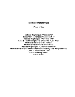Revue De Presse-Mathias Delplanque