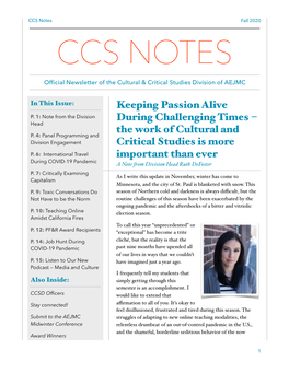 CCSD Fall 2020 Newsletter